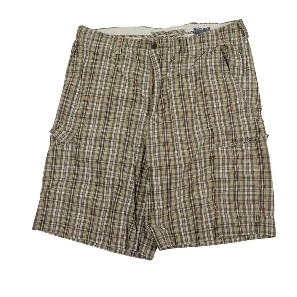 VTG Nautica Clipper Cargo Shorts Men 35 Plaid Relaxed Fit Cotton NS-83 Hong Kong
